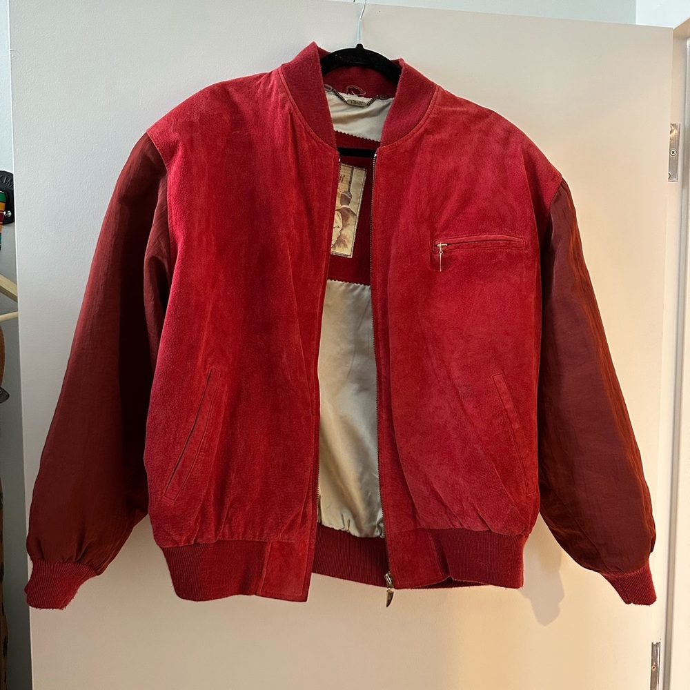 VINTAGE SUEDE AND NYLON BOMBER JACKET